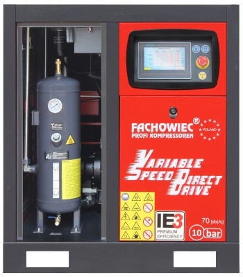 Sprężarka śrubowa profi kompressoren arrow ii 15 kw vsd 720-1800 l/min 10 bar 400v napęd bezpośredni