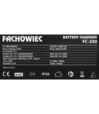 Mikroprocesorowy prostownik do akumulatorów samochodowych z funkcj¹ rozruchu 12V/24V 250A FC-250 HOT