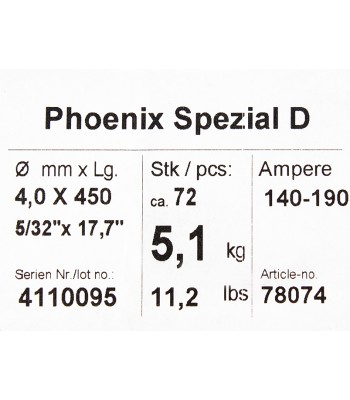 Bohler MMA elektroda spawalnicza zasadowa Phoenix SPEZIAL D 4.0x450/5.1paczka/20.4karton (cena za 1 paczkê)