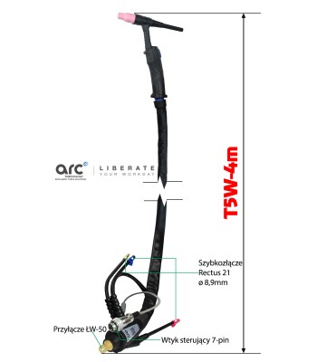 TIG ARC Uchwyt T5W/4m 550A-DC/385-AC