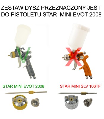 Zestaw dysz do pistoletu lakierniczego STAR MINI LVLP* 1.0mm GOLD EVO-T 2008