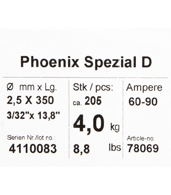 Bohler MMA elektroda spawalnicza zasadowa Phoenix SPEZIAL D 2.5x350/4.0paczka/16.0karton (cena za 1 paczkê)