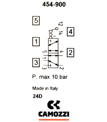 Zawór CAMOZZI 123-454-900 5/2 bistabilny 1/4" dwignia