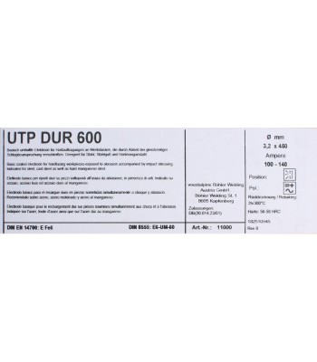 Bohler MMA elektroda spawalnicza do napawania DUR 600 3.2x450/5.8paczka/23.2karton (cena za 1 paczkê)
