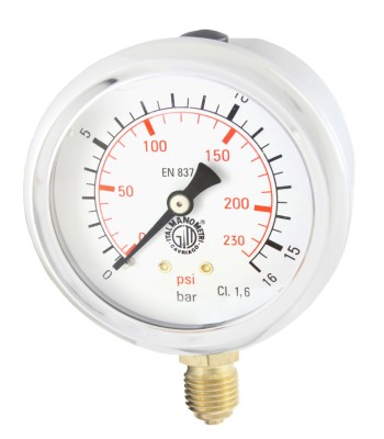 Manometr 63mm GLICERYNA 1/4" dolny 16bar
