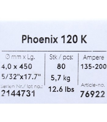 Bohler MMA elektroda spawalnicza zasadowa Phoenix 120K B 4.0x450/5.7paczka/22.8karton (cena za 1 paczkê)