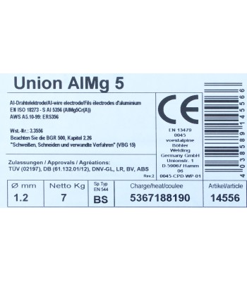 Bohler MIG drut spawalniczy 5356 ALMg5 1.2x7kg szpula (cena za 1 szpulê)