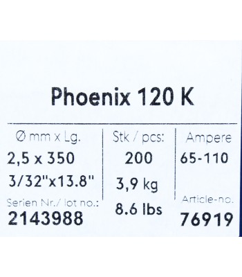 Bohler MMA elektroda spawalnicza zasadowa Phoenix 120K B 2.5x350/3.9paczka/15.6karton (cena za 1 paczkê)